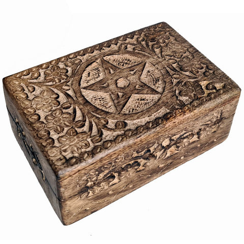 Wooden Carved Pentacle Box